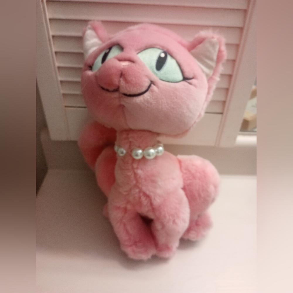 Little Brownie Originals Large Pink Kitty Cat Plush Wearing Pearls